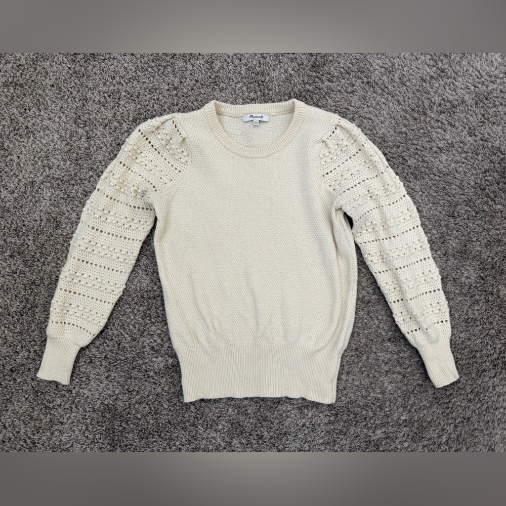 Madewell Cream Textured Knit Sweater